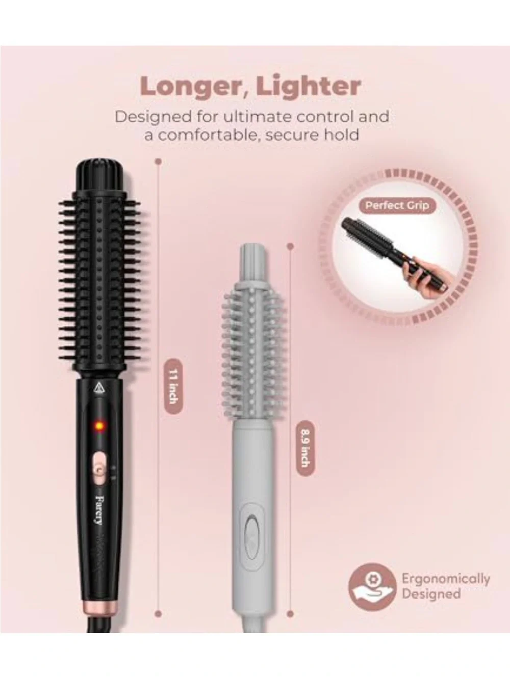 Black & Rose Gold Heated Styling Brush for Men Grooming